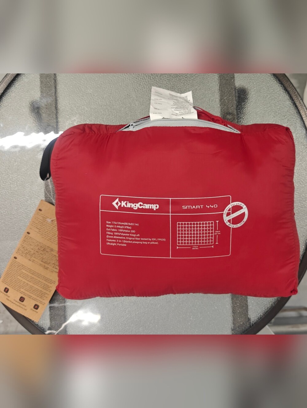 KingCamp Smart 440 Camping Blanket Ultralight Packable Down Alternative Red